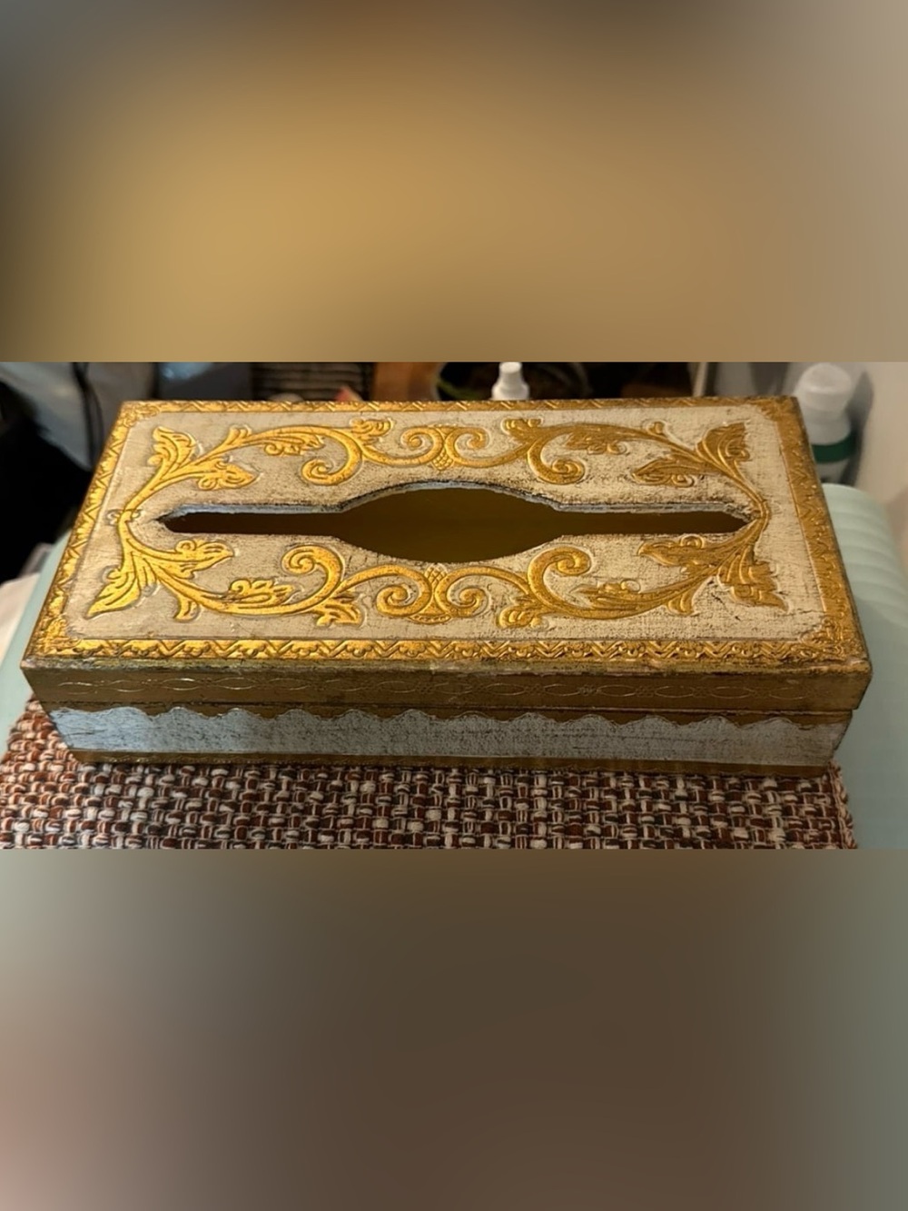 Vintage Florentine Style Made in Italy Decorative Tissue Box Cover w/ bonus